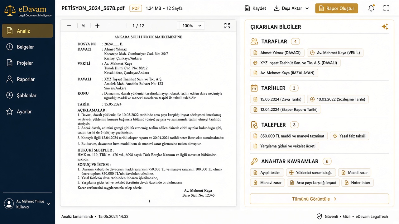 Document analysis screen